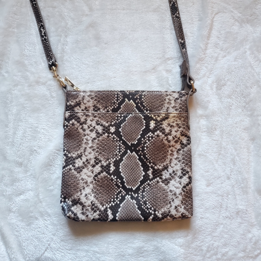 Faux snake skin cross body purse
